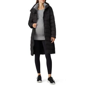 SERAPHINE Anna MATERNITY BLACK QUILTED HOODED DOWN FILL Puffer JACKET SIZE 4 NWT